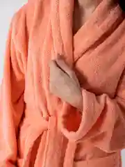 Кораллово-розовый халат женский,  махровый, хлопок