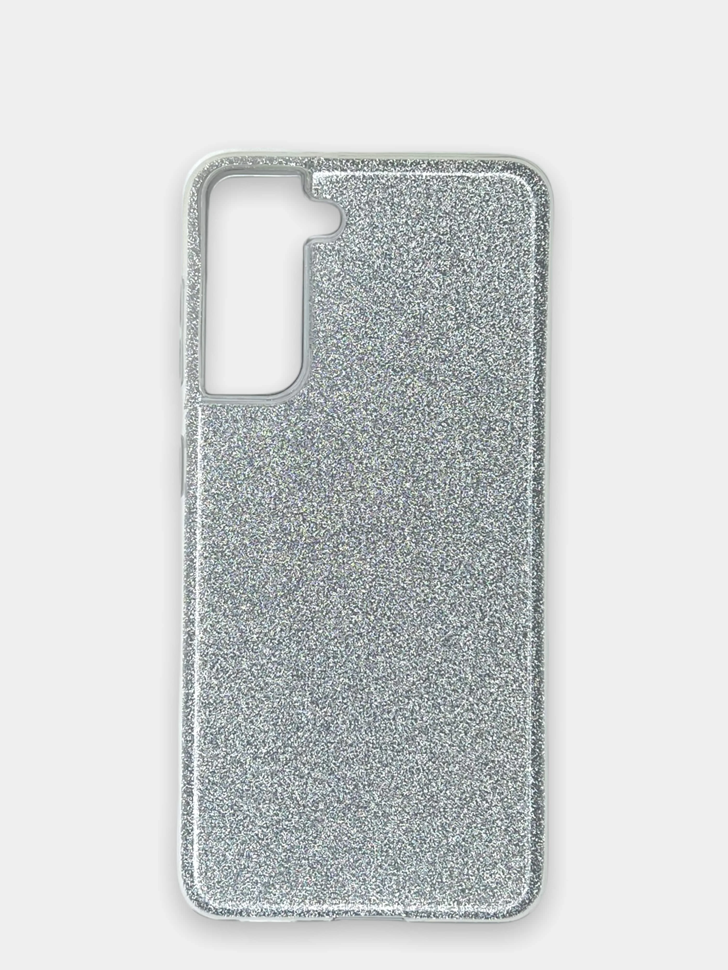 Серебряный чехол Samsung Galaxy S21, Самсунг Галакси С21 блестящий