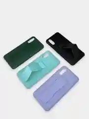 Бирюзовый чехол Samsung Galaxy A02, Самсунг Галакси А02 силиконовый рифленый с подставкой