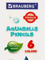 Карандаши цветные акварельные BRAUBERG PREMIUM AQUARELLE, 6 цветов
