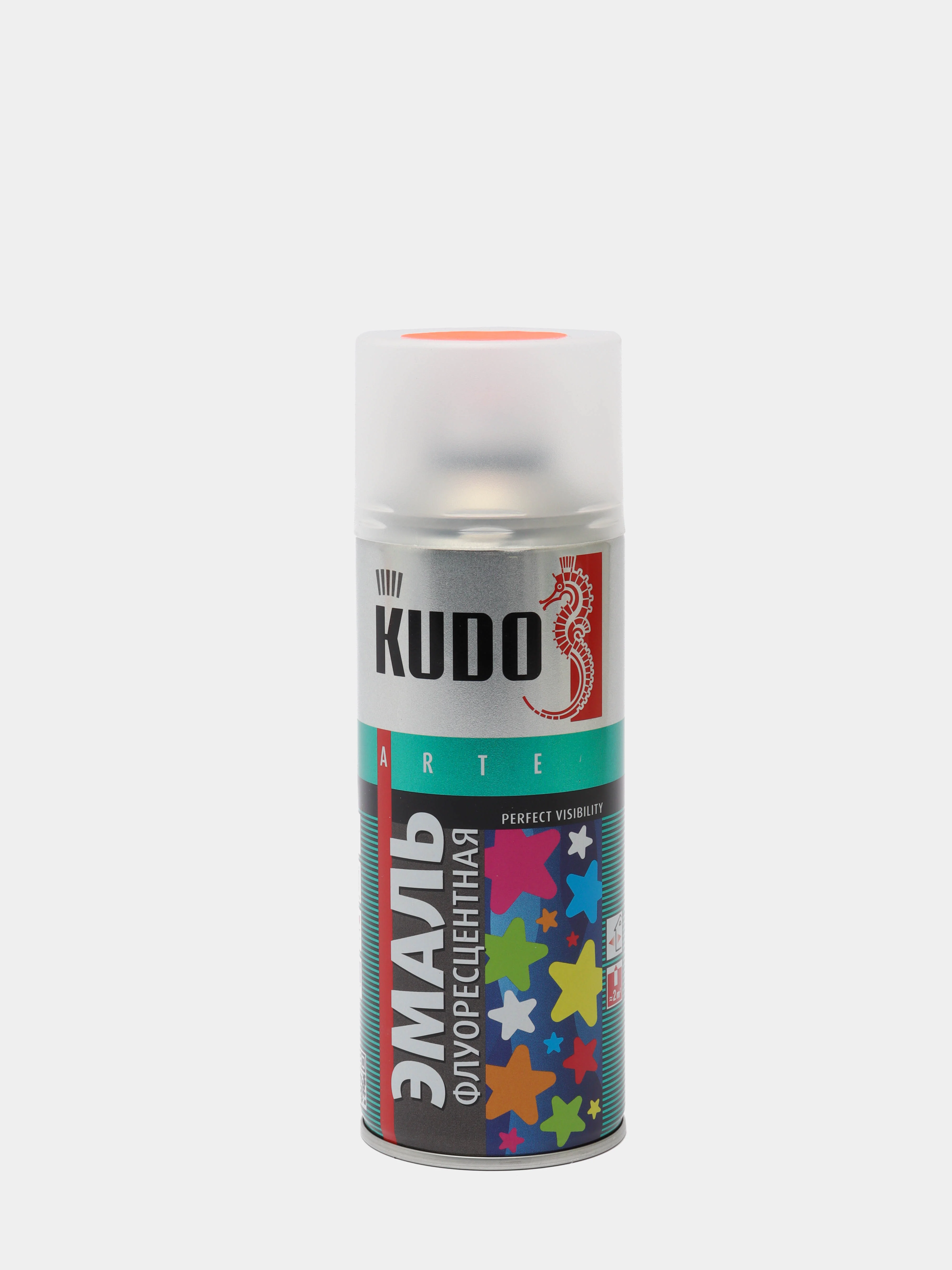 Красный эмаль флуоресцентная KUDO, светоотражающая, 520 мл