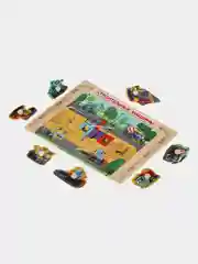 Игрушка деревянная Буратино "Строительные машины", рамка-вкладыш