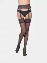 Черный колготки-имитация чулок Minimi Adriana, на кружевном поясе, 20 ден