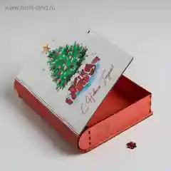 Белый коробка-книга деревянная "Новогодняя", 11 видов