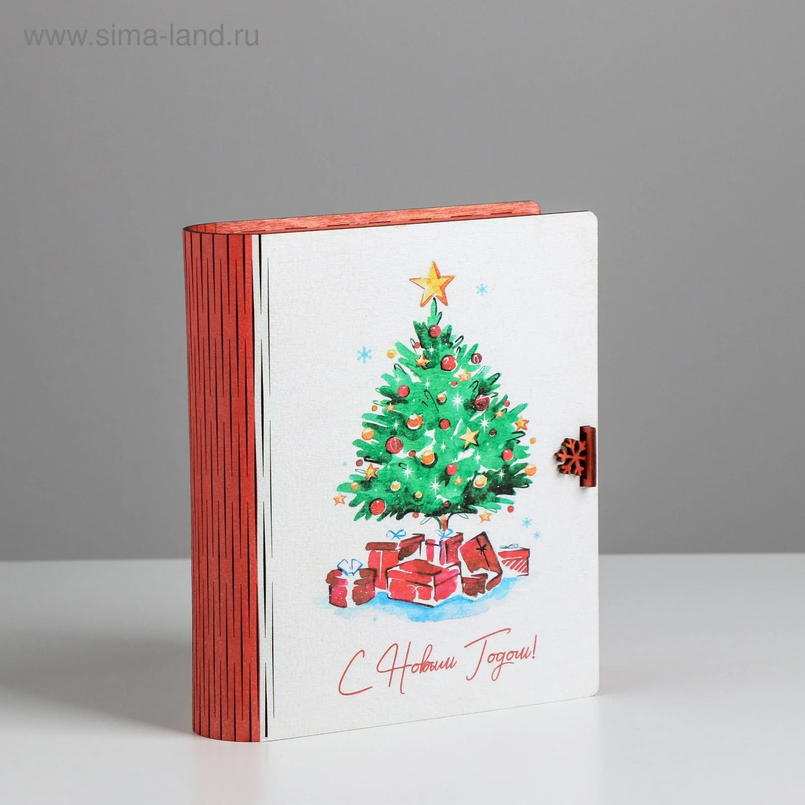 Белый коробка-книга деревянная "Новогодняя", 11 видов