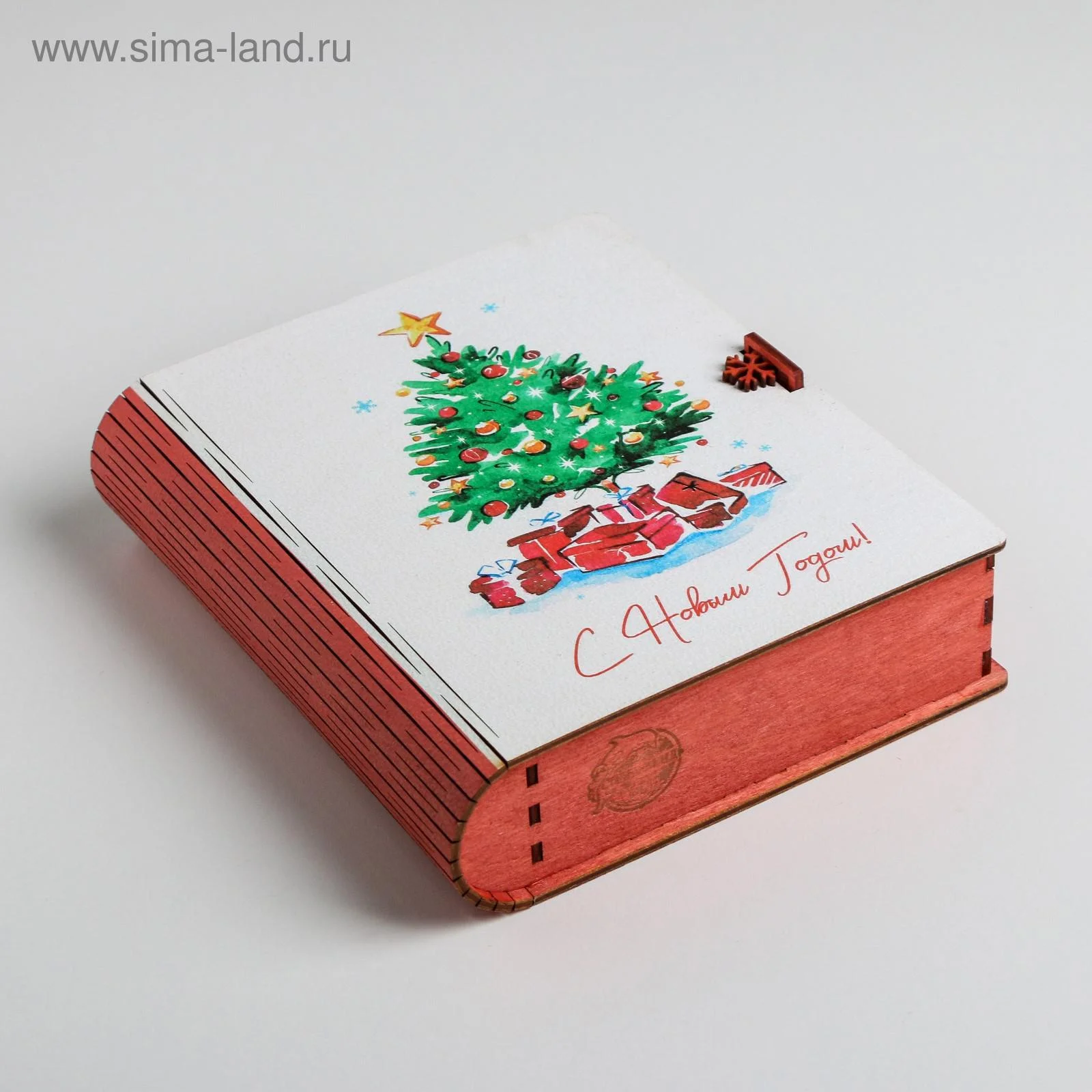 Белый коробка-книга деревянная "Новогодняя", 11 видов