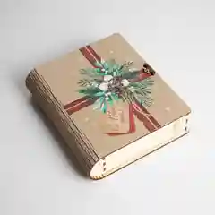 Бежевый коробка-книга деревянная "Новогодняя", 11 видов