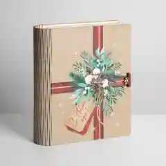 Бежевый коробка-книга деревянная "Новогодняя", 11 видов