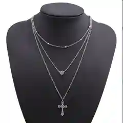 Многоуровневая цепочка на шею с крестом