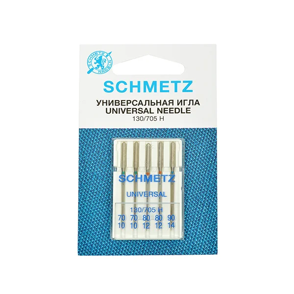 Иглы для бытовых швейных машин, стандартные Schmetz 130/705H, от №60 до №120 - 5 игл