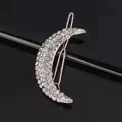 Серебряный заколка-зажим для волос в виде полумесяца