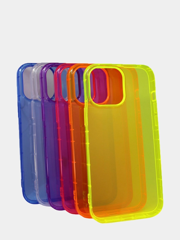 Чехол неоновый для Apple iPhone 13/ 13 Pro/ 13 Pro Max/ 13 Mini силиконовый, прозрачный