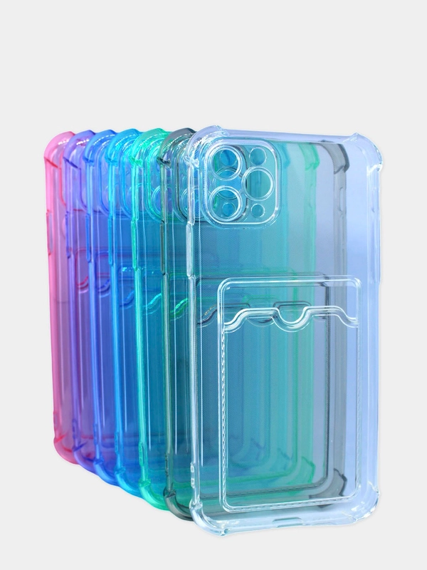 Чехол силиконовый с карманом на iPhone 7/8 Plus, 11, 12, 13, Pro, Pro Max