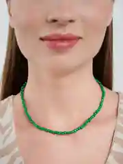 Тёмно-зелёный цепочка-чокер из бисера, черный