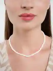 Белый цепочка-чокер из бисера, черный