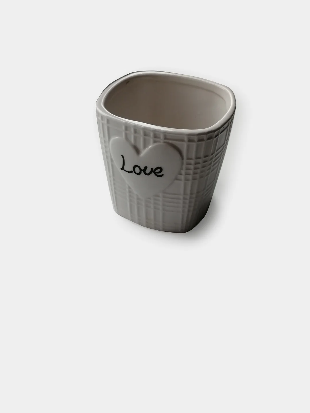 Белый кашпо керамика LOVE 10см на 10см