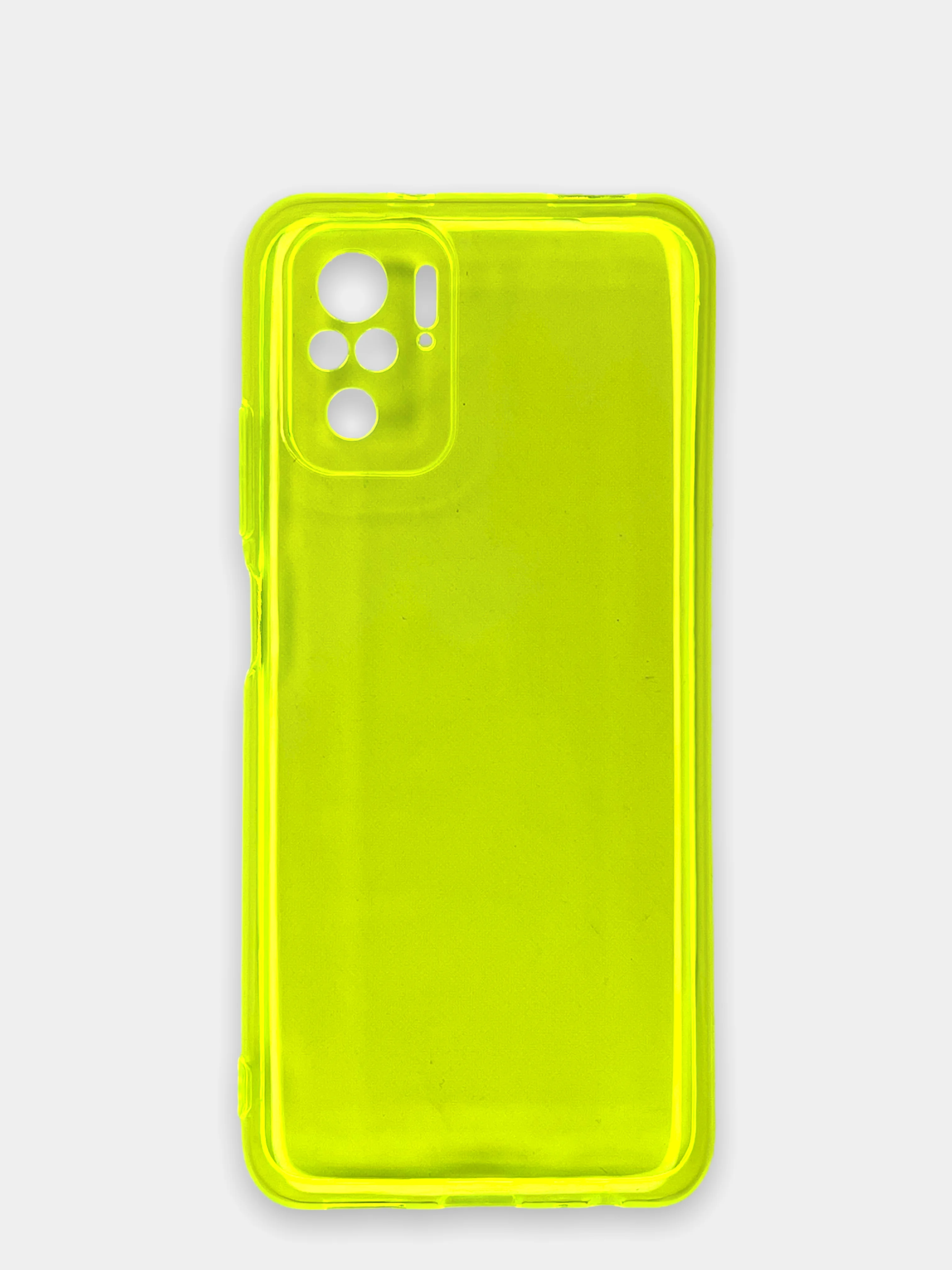 Желтый чехол прозрачный для Xiaomi Redmi Note 10 / Note 10S, Poco M5s плотный неоновый с оттенком