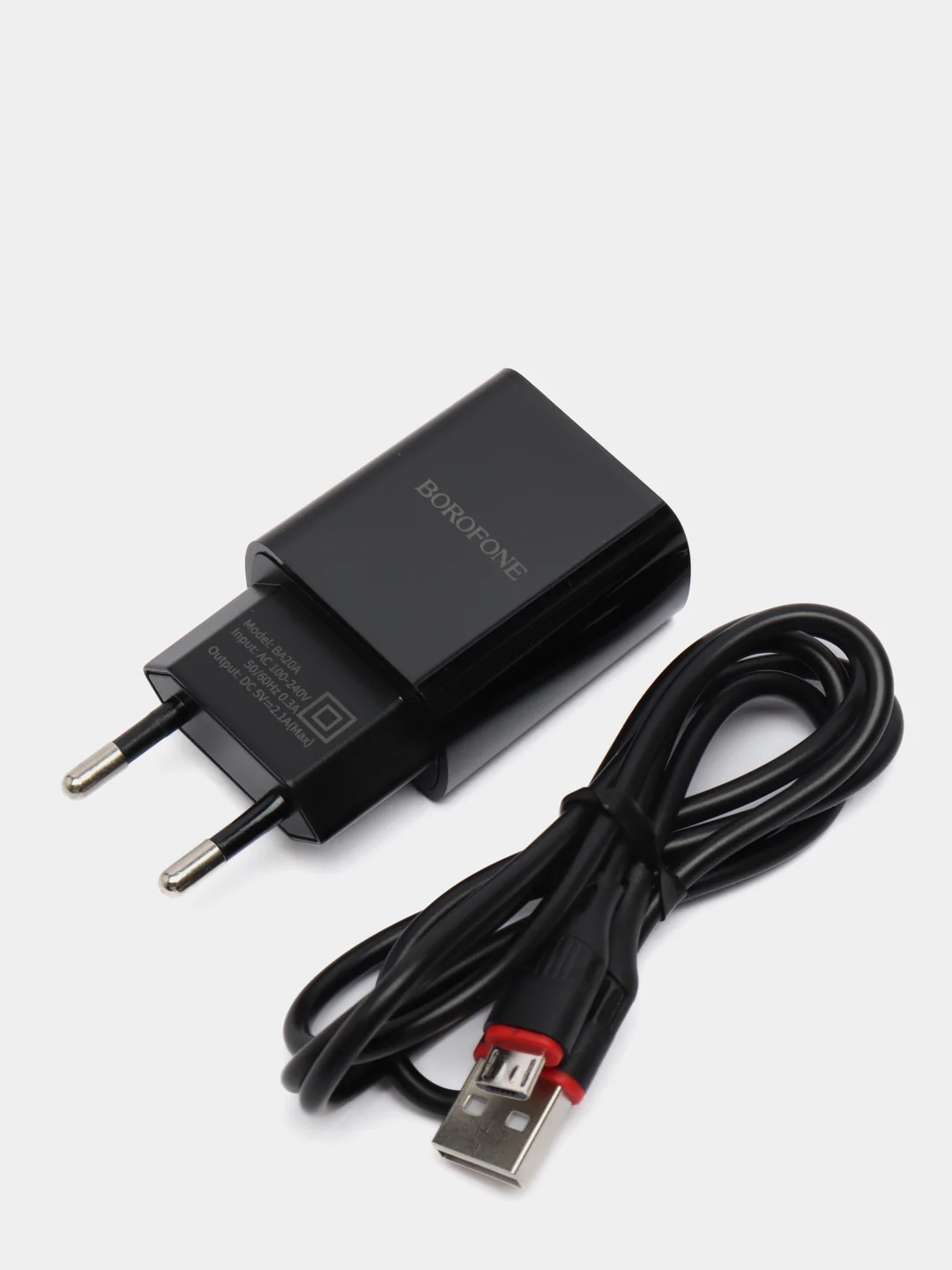 Черный сетевое зарядное устройство Micro USB Borofone BA20A 2.1A