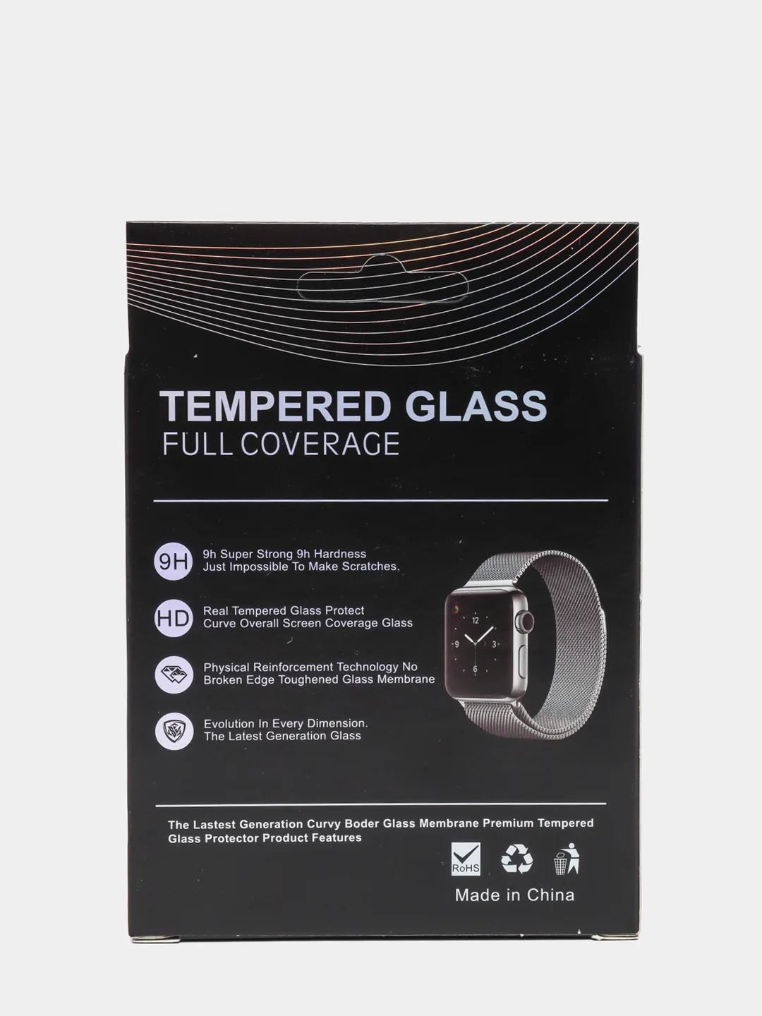 Защитное 3D стекло для Apple Watch 38/40/42/44 мм. (полная проклейка
