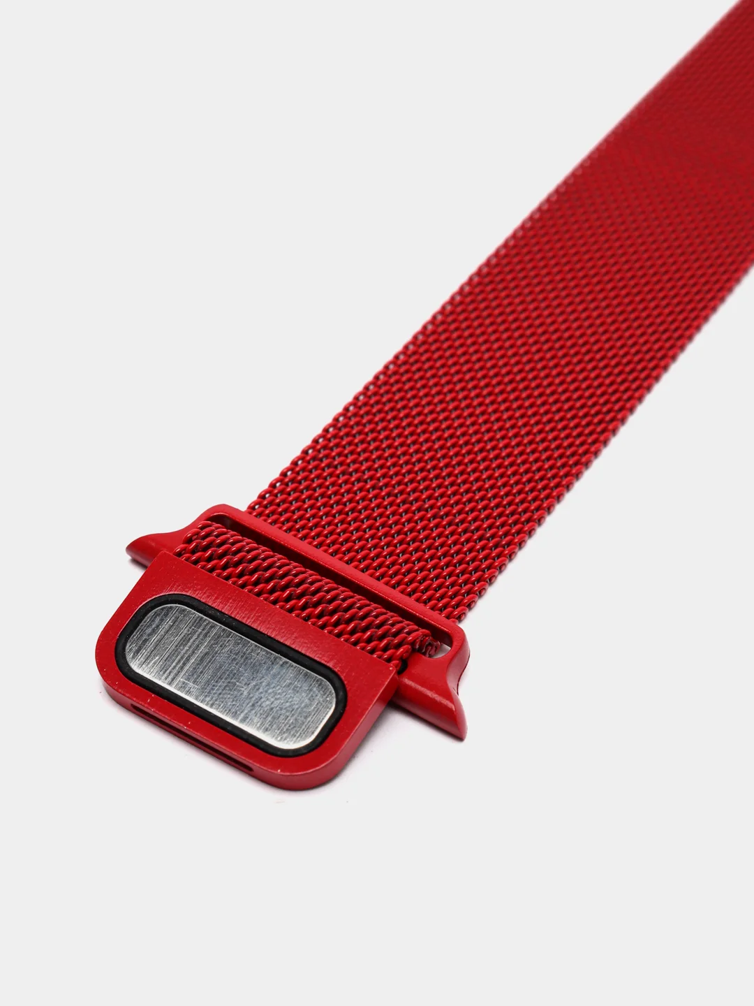 Красный ремешок стальной на Apple Watch, миланский