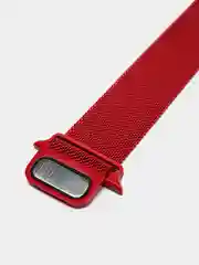 Красный ремешок стальной на Apple Watch, миланский