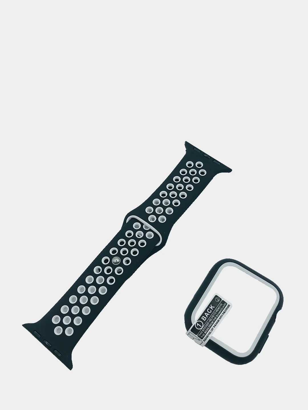Белый ремешок, бампер и стекло Apple Watch Classic 38 40 42 44 mm Series 1, 2, 3, 4, 5, 6, SE