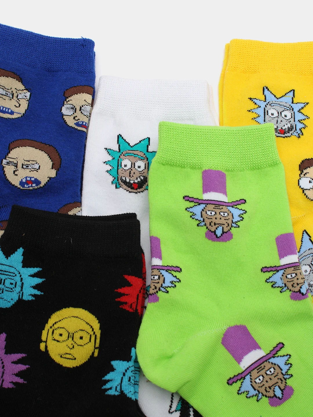 Белый носки высокие мужские унисекс с принтом мультфильм "Rick and Morty" носочки женские