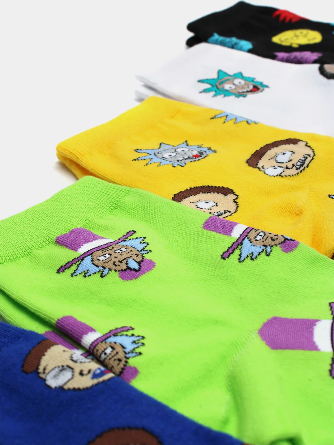 Белый носки высокие мужские унисекс с принтом мультфильм "Rick and Morty" носочки женские