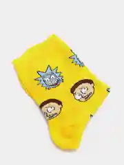 Желтый носки высокие мужские унисекс с принтом мультфильм "Rick and Morty" носочки женские