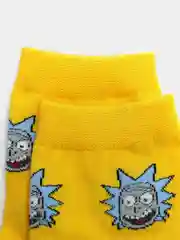 Желтый носки высокие мужские унисекс с принтом мультфильм "Rick and Morty" носочки женские