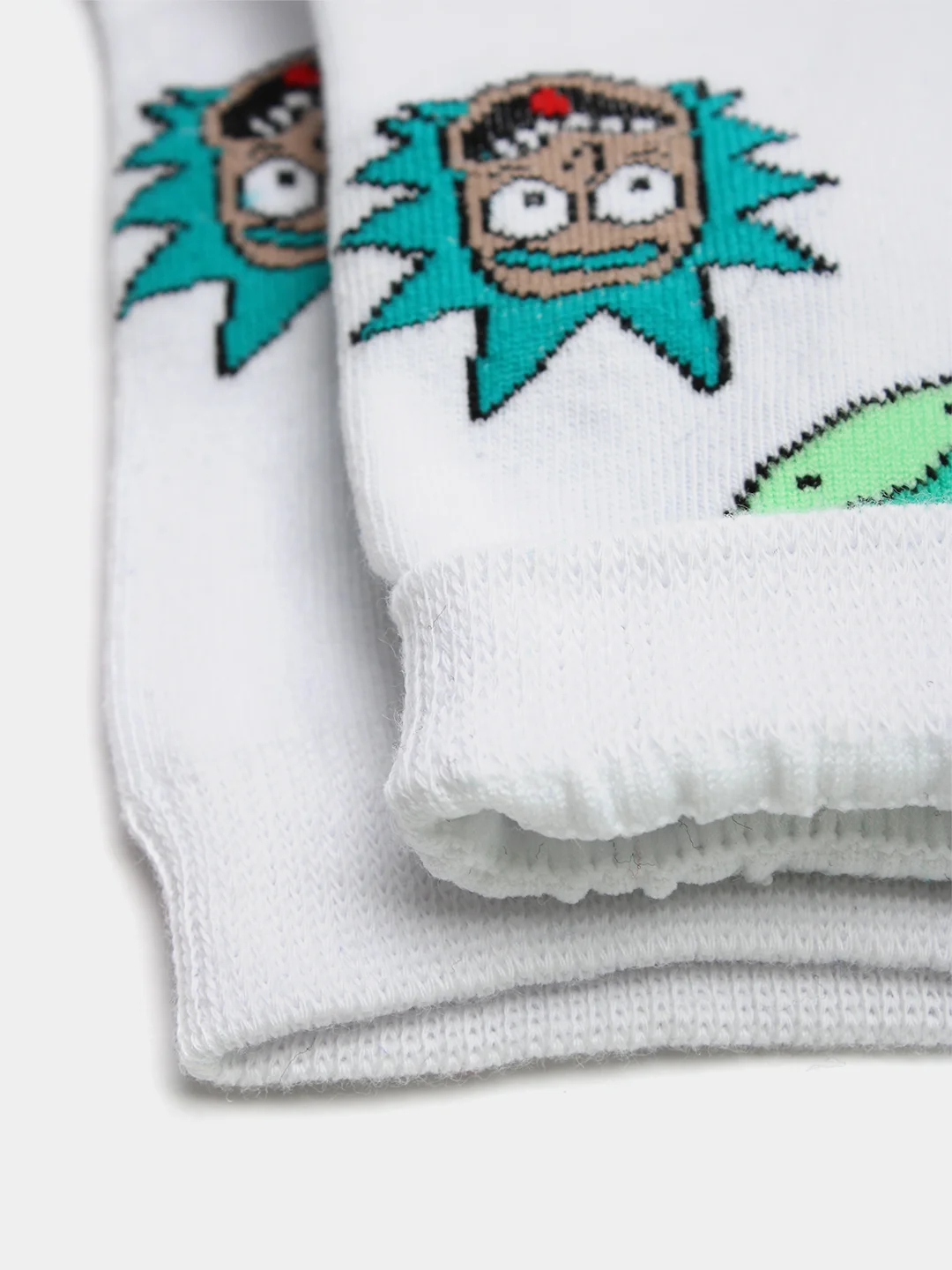 Белый носки высокие мужские унисекс с принтом мультфильм "Rick and Morty" носочки женские