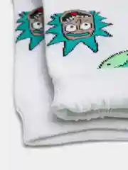 Белый носки высокие мужские унисекс с принтом мультфильм "Rick and Morty" носочки женские