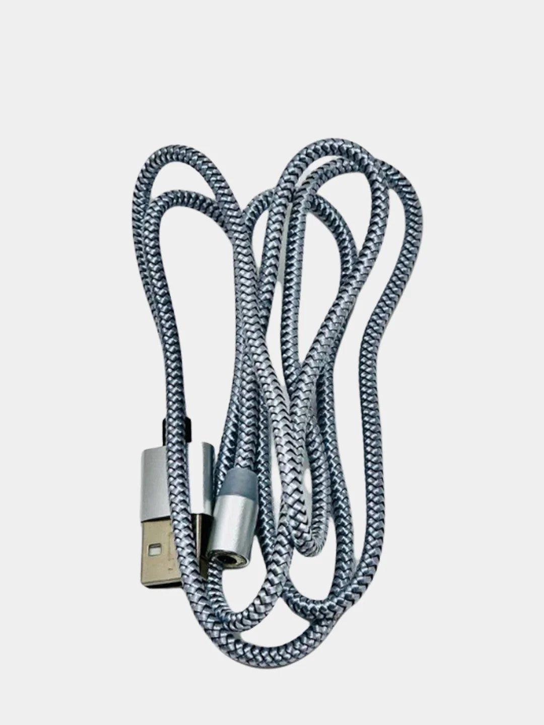 Серебряный кабель магнитный для зарядки телефона Lightning / micro-USB / Type-C