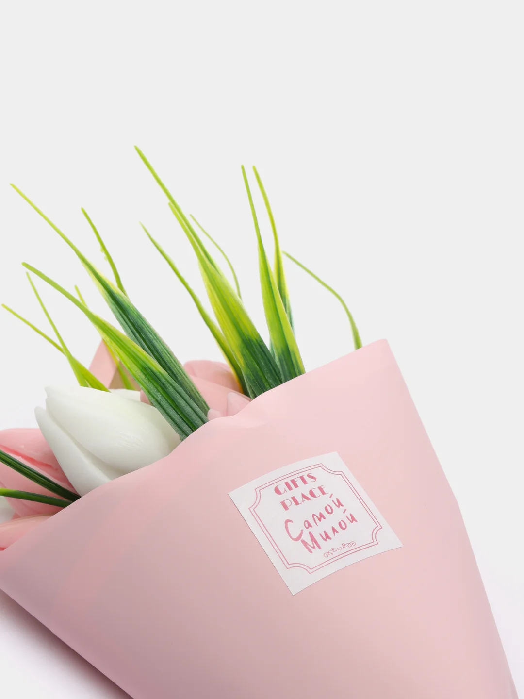 Розовый подарочный мыльный букет тюльпанов Gifts Place сувенирное фигурное мыло ручной работы