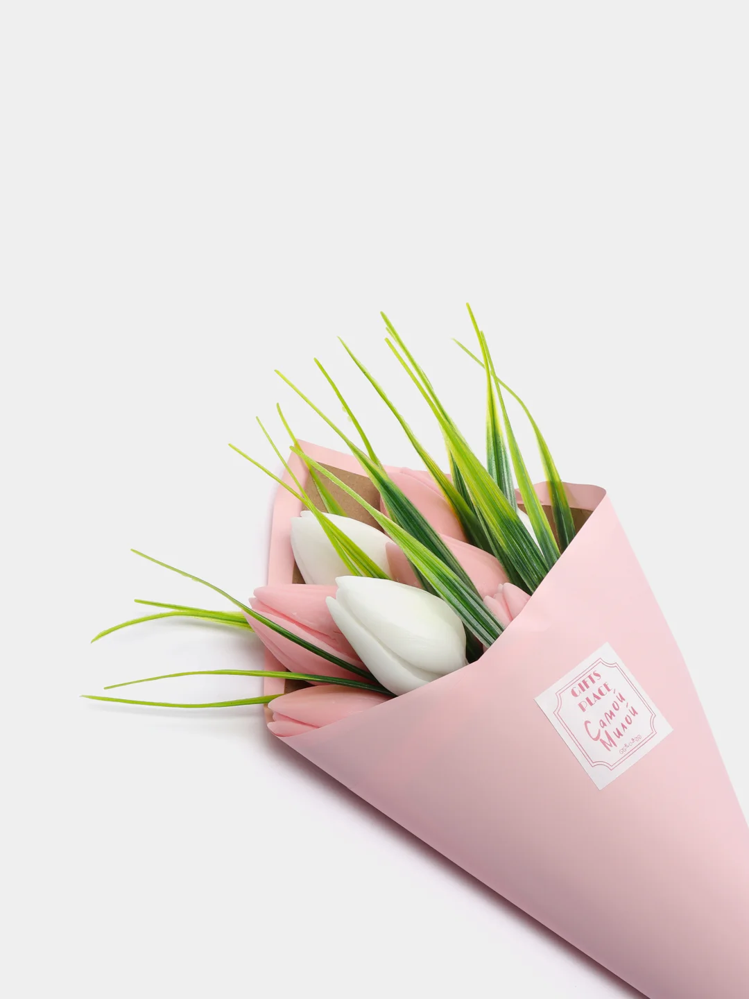 Розовый подарочный мыльный букет тюльпанов Gifts Place сувенирное фигурное мыло ручной работы