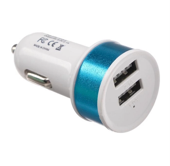 Автомобильное зарядное устройство, 2 USB, 2.1/1А, микс