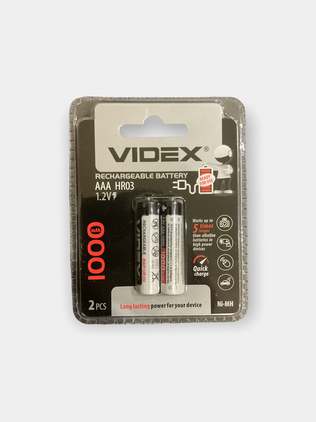 Аккумкляторы VIDEX HR3/AAA 600 mAh,VIDEX HR3/AAA 1000 mAh (2шт) купить по  цене 346 ₽ в интернет-магазине Магнит Маркет