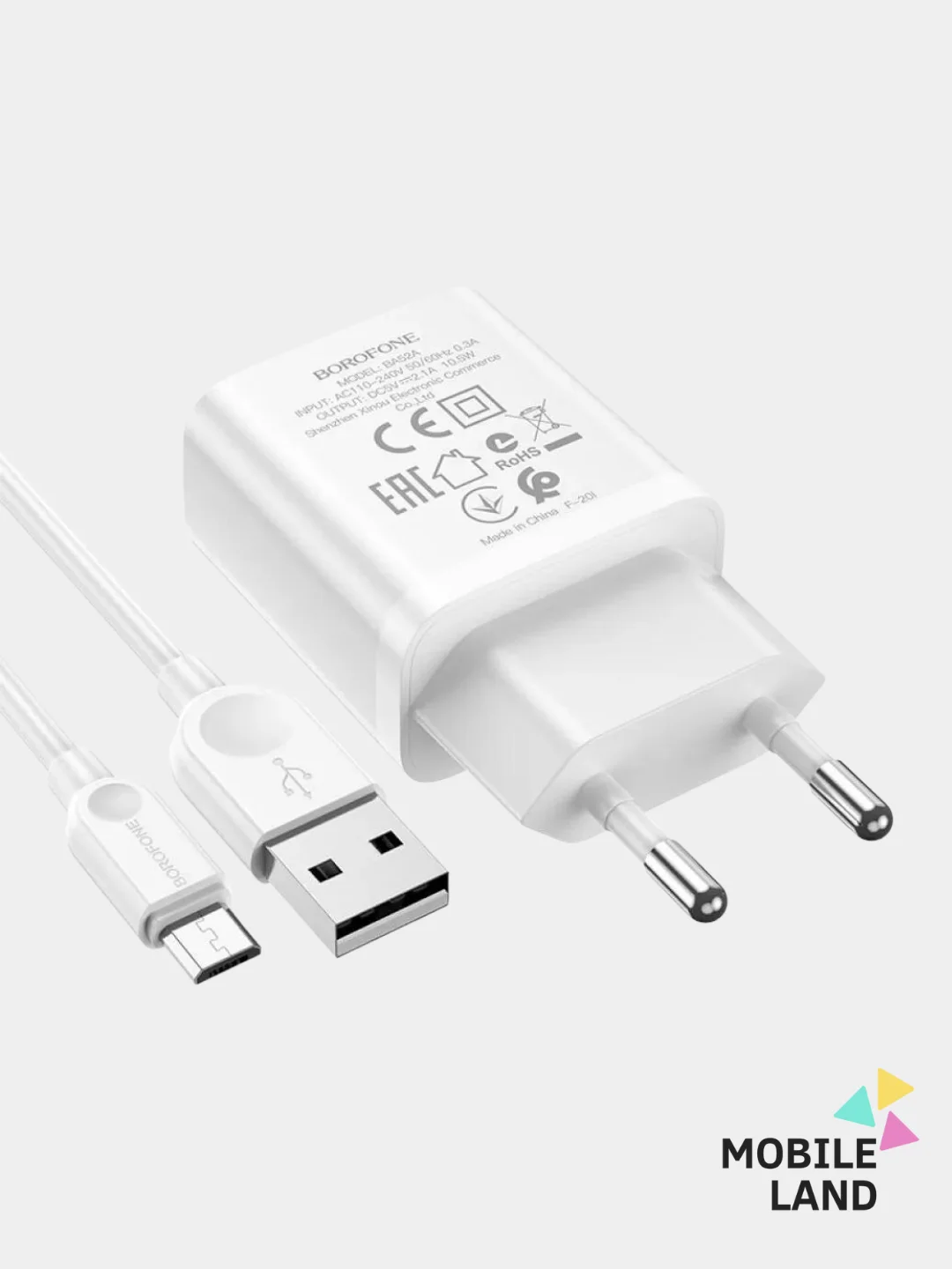Черный сетевое зарядное устройство BOROFONE BA52A USB-Type-C/USB-Lightning(Apple Iphone)