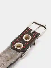 Черный ошейник для собак из натуральной кожи с ватином