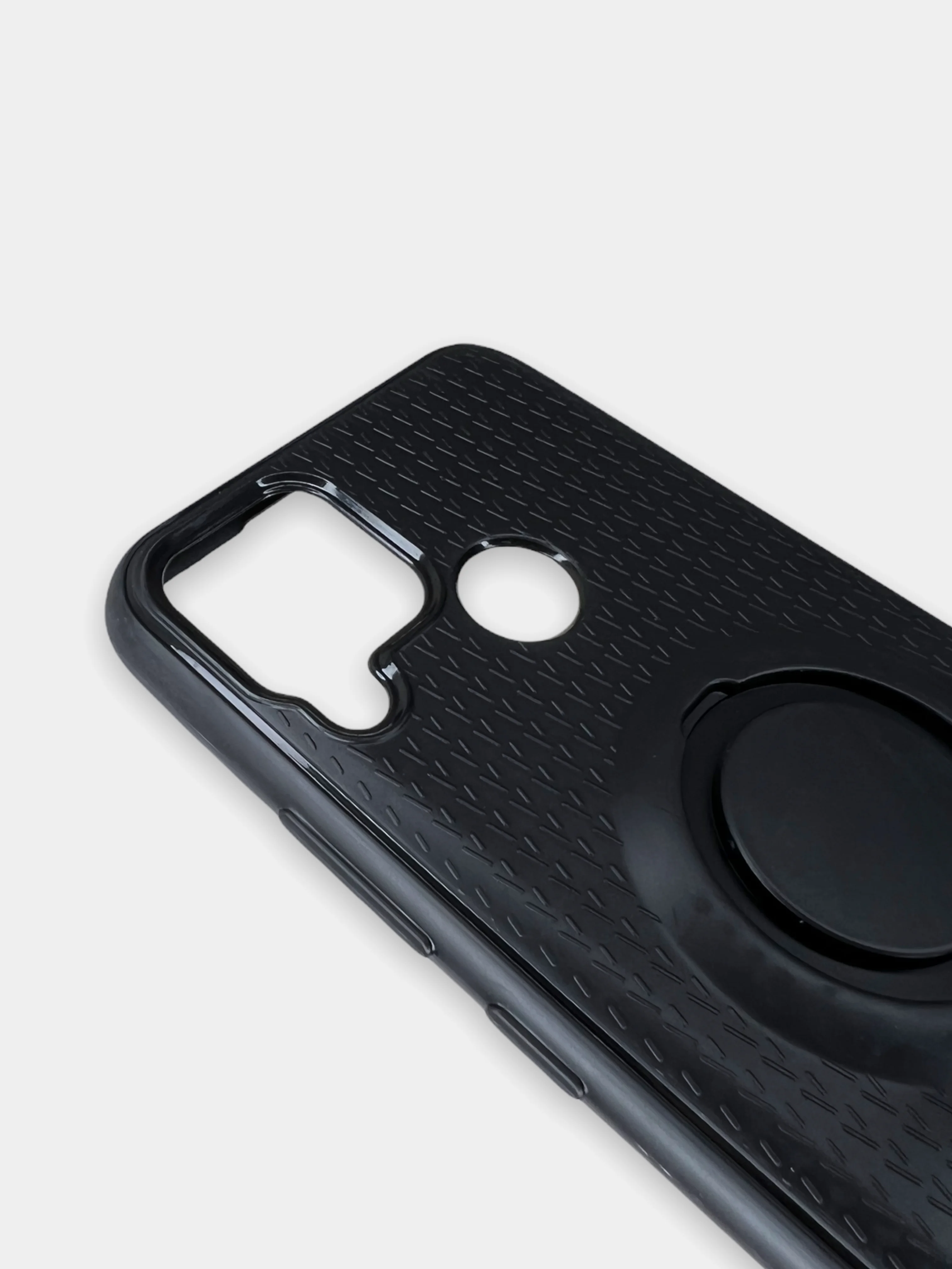 Черный чехол Realme C15 Реалми С15 силиконовый магнитный с кольцом iFace