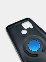 Черный чехол Realme C15 Реалми С15 силиконовый магнитный с кольцом iFace