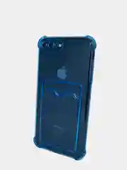 Синий чехол силиконовый с карманом на iPhone 7/8 Plus, 11, 12, 13, Pro, Pro Max