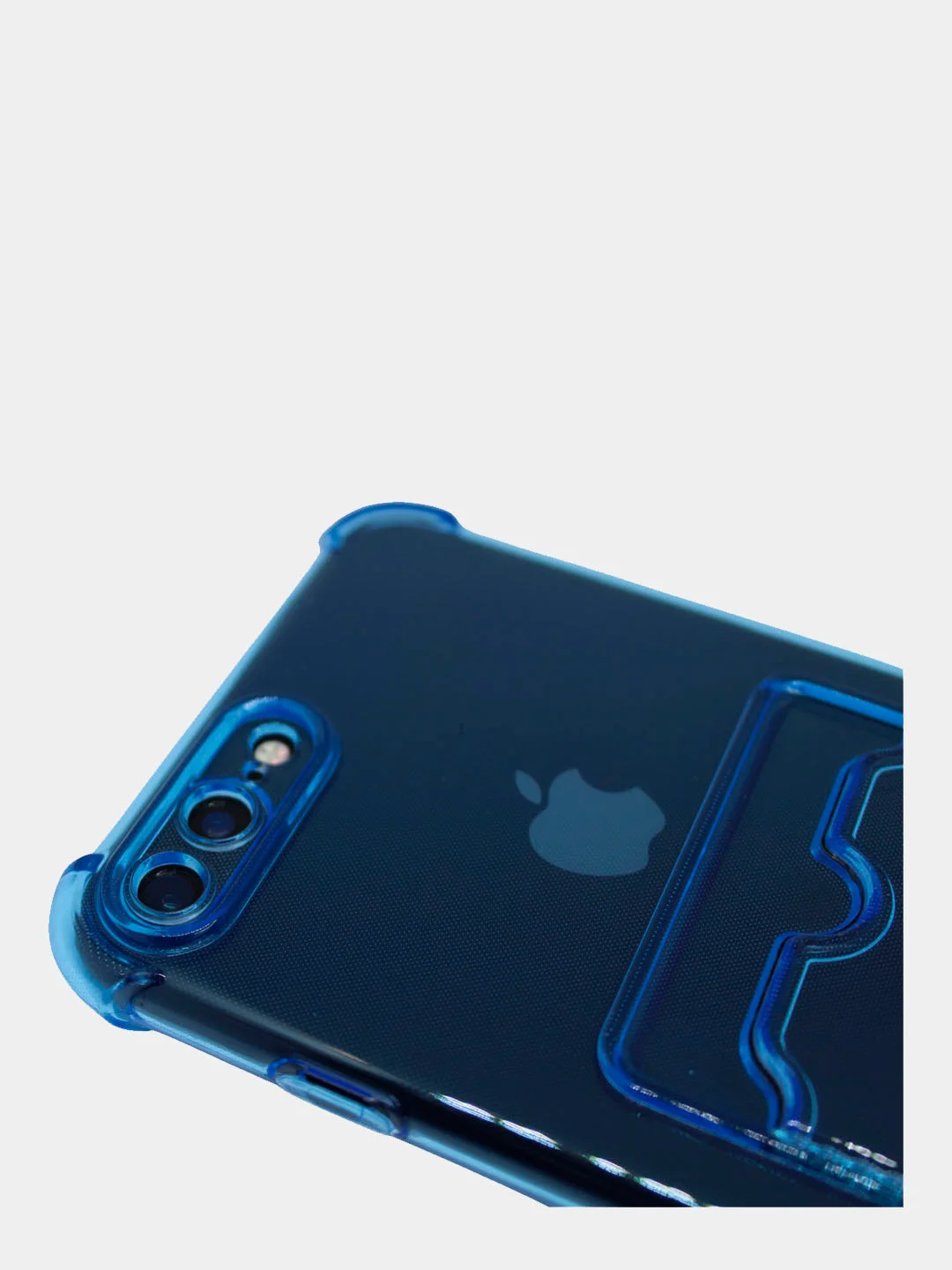 Синий чехол силиконовый с карманом на iPhone 7/8 Plus, 11, 12, 13, Pro, Pro Max