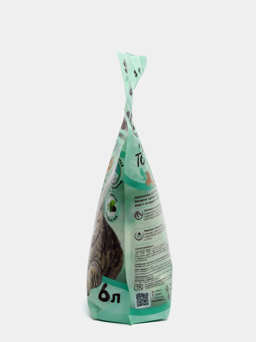 Соевый комкующийся наполнитель с ароматом зеленого чая Cat Step Tofu green tea, 6 л