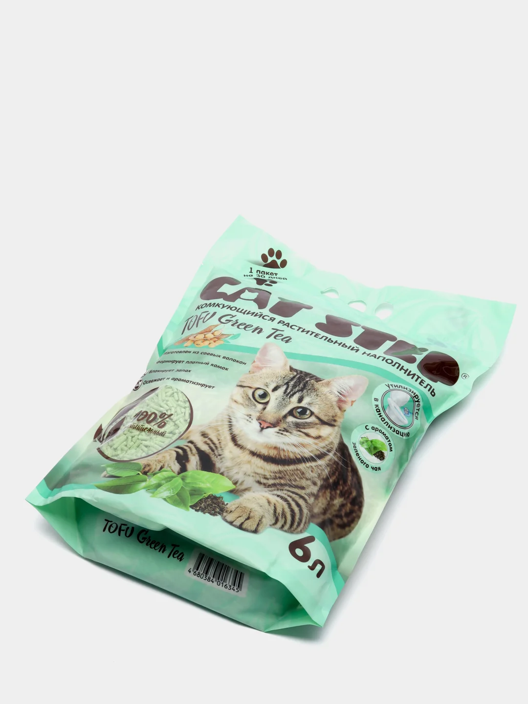 Соевый комкующийся наполнитель с ароматом зеленого чая Cat Step Tofu green tea, 6 л