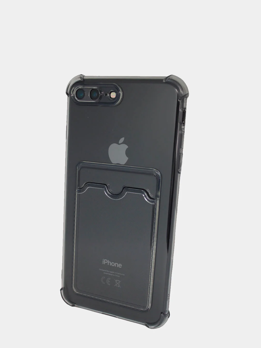 Угольный чехол силиконовый с карманом на iPhone 7/8 Plus, 11, 12, 13, Pro, Pro Max