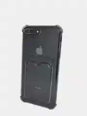 Угольный чехол силиконовый с карманом на iPhone 7/8 Plus, 11, 12, 13, Pro, Pro Max