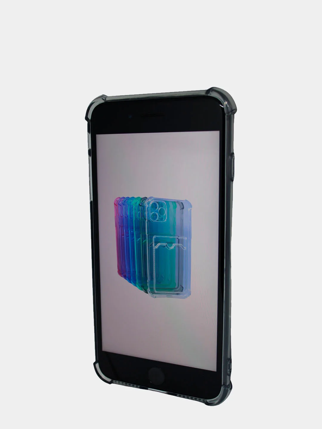 Угольный чехол силиконовый с карманом на iPhone 7/8 Plus, 11, 12, 13, Pro, Pro Max