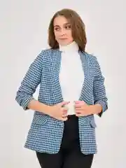 Синий пиджак женский BrandStoff, в клетку, без пуговиц