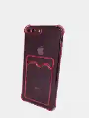 Розовый чехол силиконовый с карманом на iPhone 7/8 Plus, 11, 12, 13, Pro, Pro Max